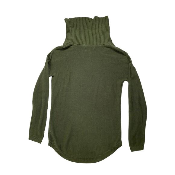 BANANA REPUBLIC Olive Green Cable Knit Turtleneck Sweater Size Medium Cotton - Picture 5 of 10